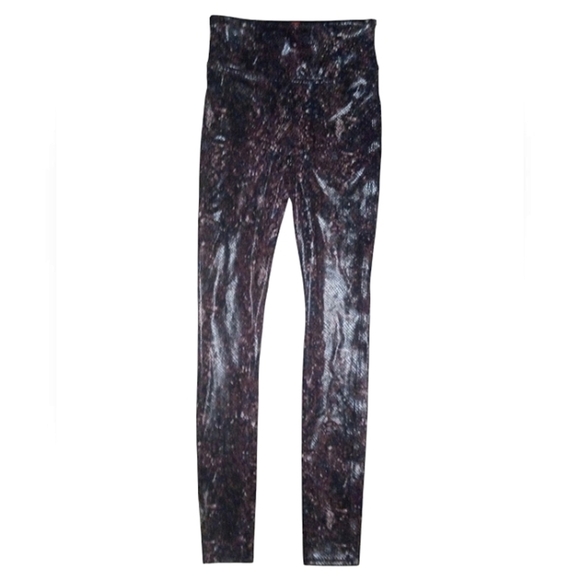 Spanx Faux Leather Snake Shine High Rise Leggings In Mocha Size XS - Picture 2 of 7